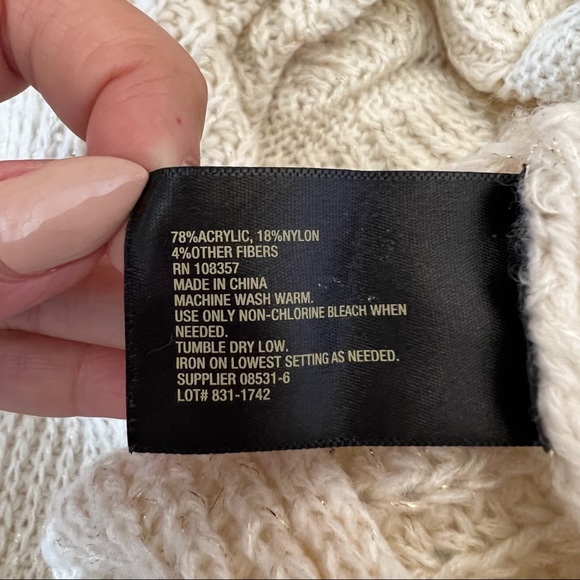 Worthington Ivory White Short Sleeve Dolman Chunky Sweater G-3 - Picture 5 of 6